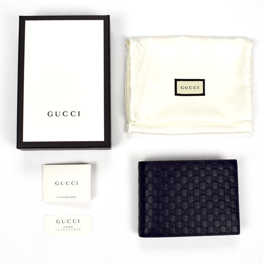 Gucci - Micro Guccissima Logo Leather Trifold Wallet (Navy)