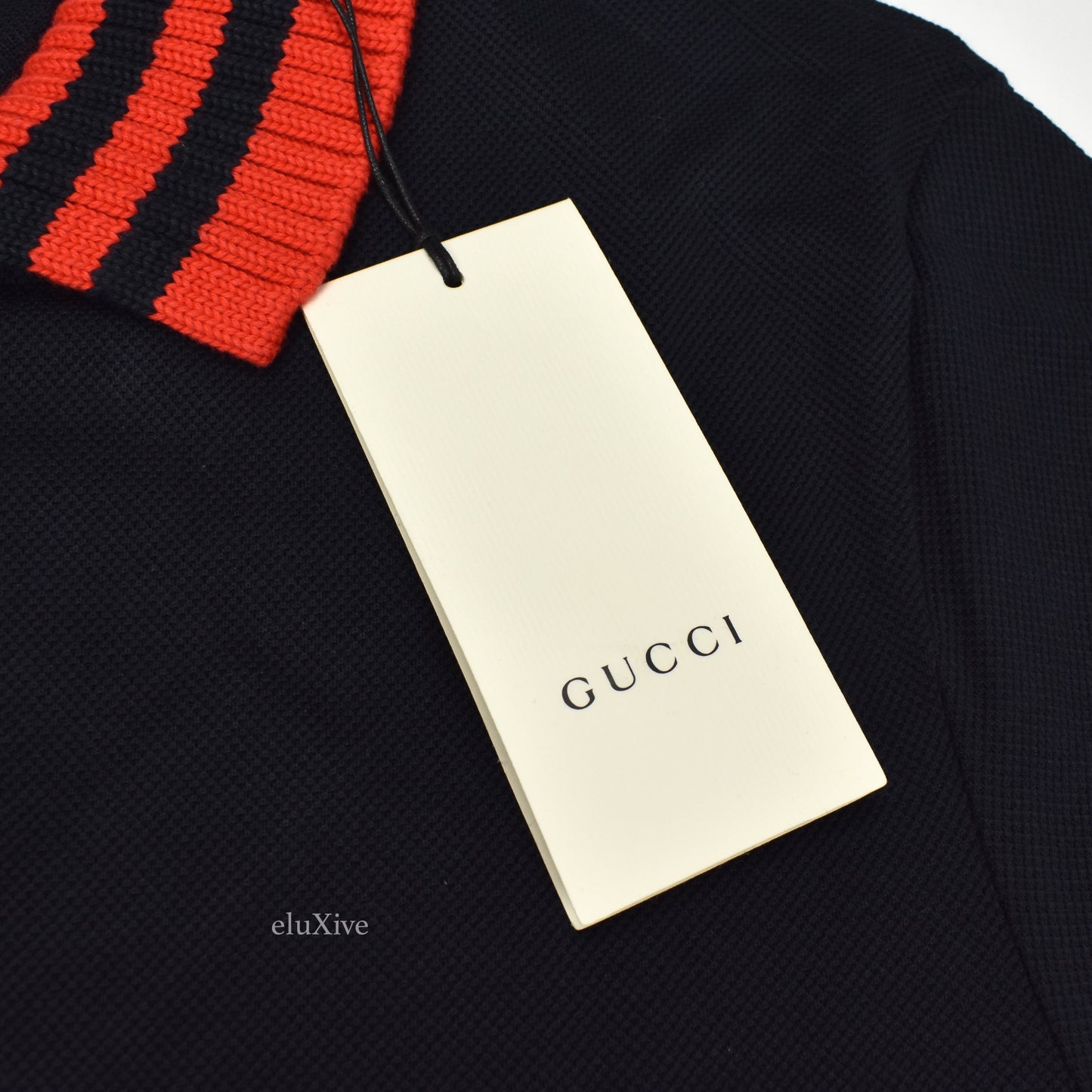 Gucci - Navy Knit Collar Polo Shirt