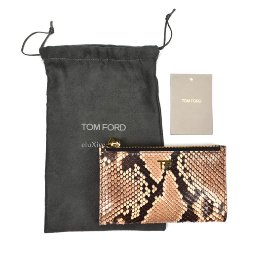 Tom Ford - Blush Exotic Python Double Zip Wallet