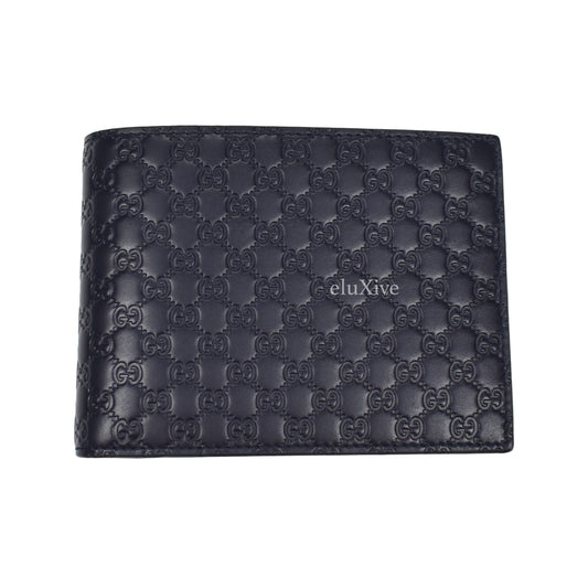 Gucci - Micro Guccissima Logo Leather Trifold Wallet (Navy)