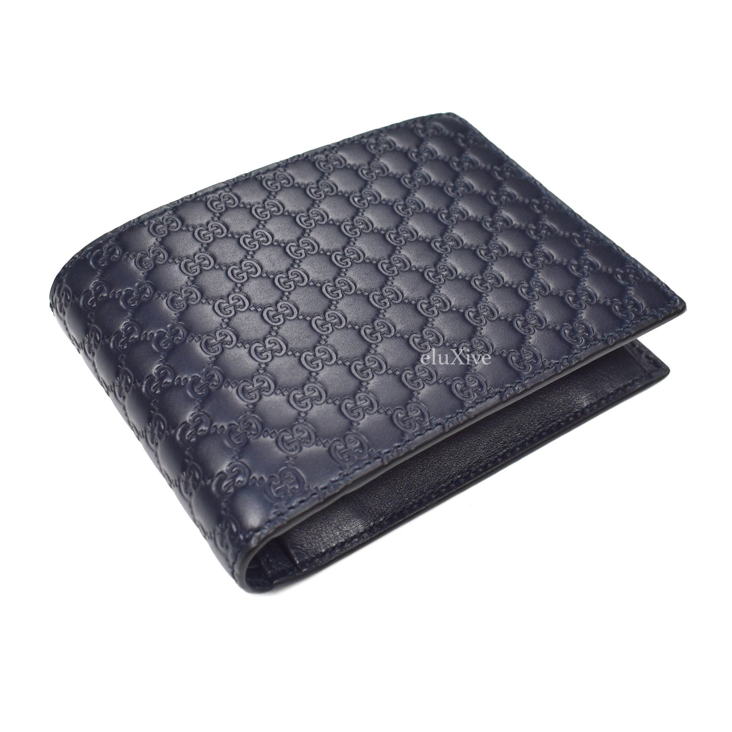 Gucci - Micro Guccissima Logo Leather Trifold Wallet (Navy)