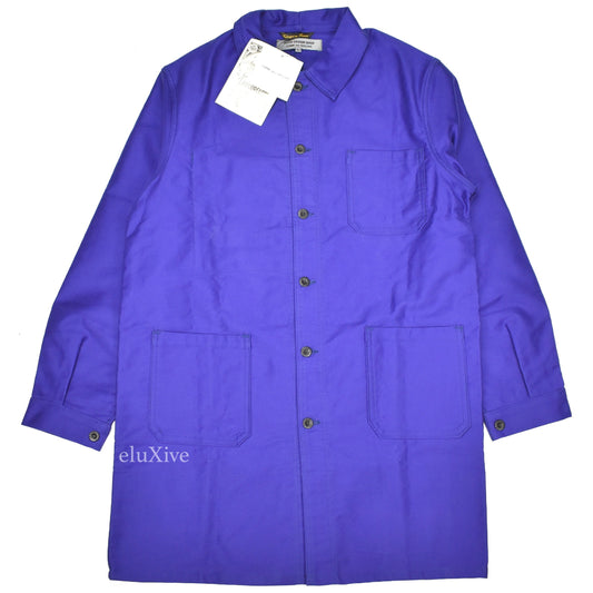 Comme des Garcons - Blue Logo Print Overcoat