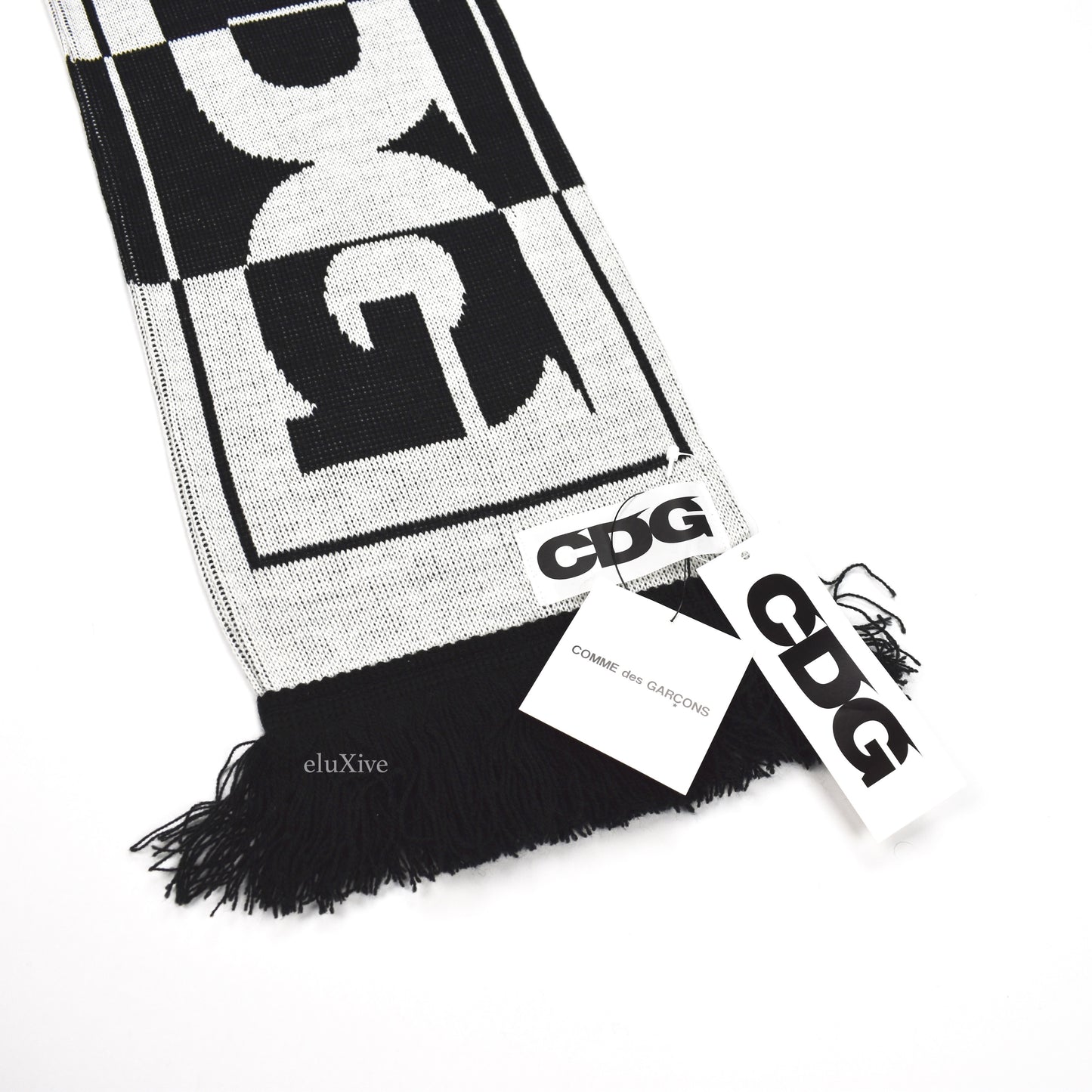 Comme des Garcons - Black / White Logo Knit Scarf