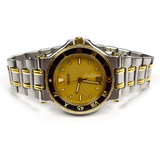 Gucci - 9700M Gold/Steel Black Bezel Watch