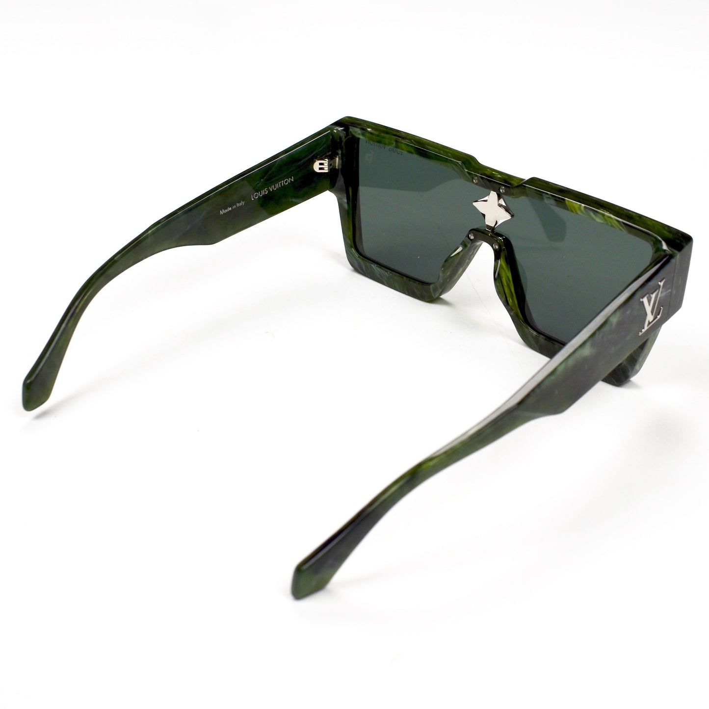 LOUIS VUITTON Acetate Marble Effect Swarovski Cyclone Sunglasses Z1552W  Green 886514