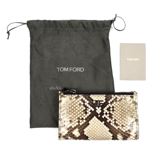 Tom Ford - Beige Exotic Python Double Zip Wallet