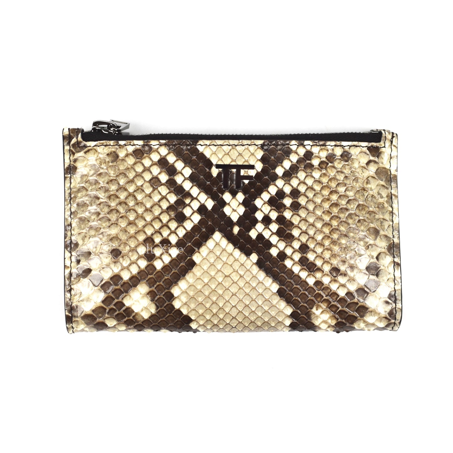 Tom Ford - Beige Exotic Python Double Zip Wallet