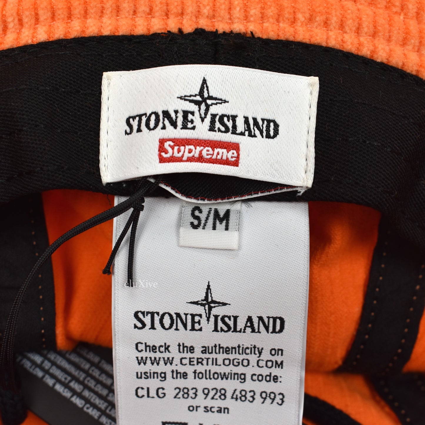 Supreme x Stone Island - Logo Embroidered Corduroy Bucket Hat (Orange)