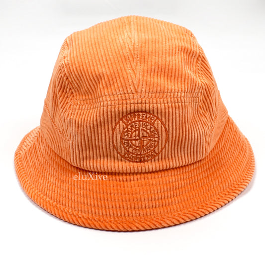 Supreme x Stone Island - Logo Embroidered Corduroy Bucket Hat (Orange)