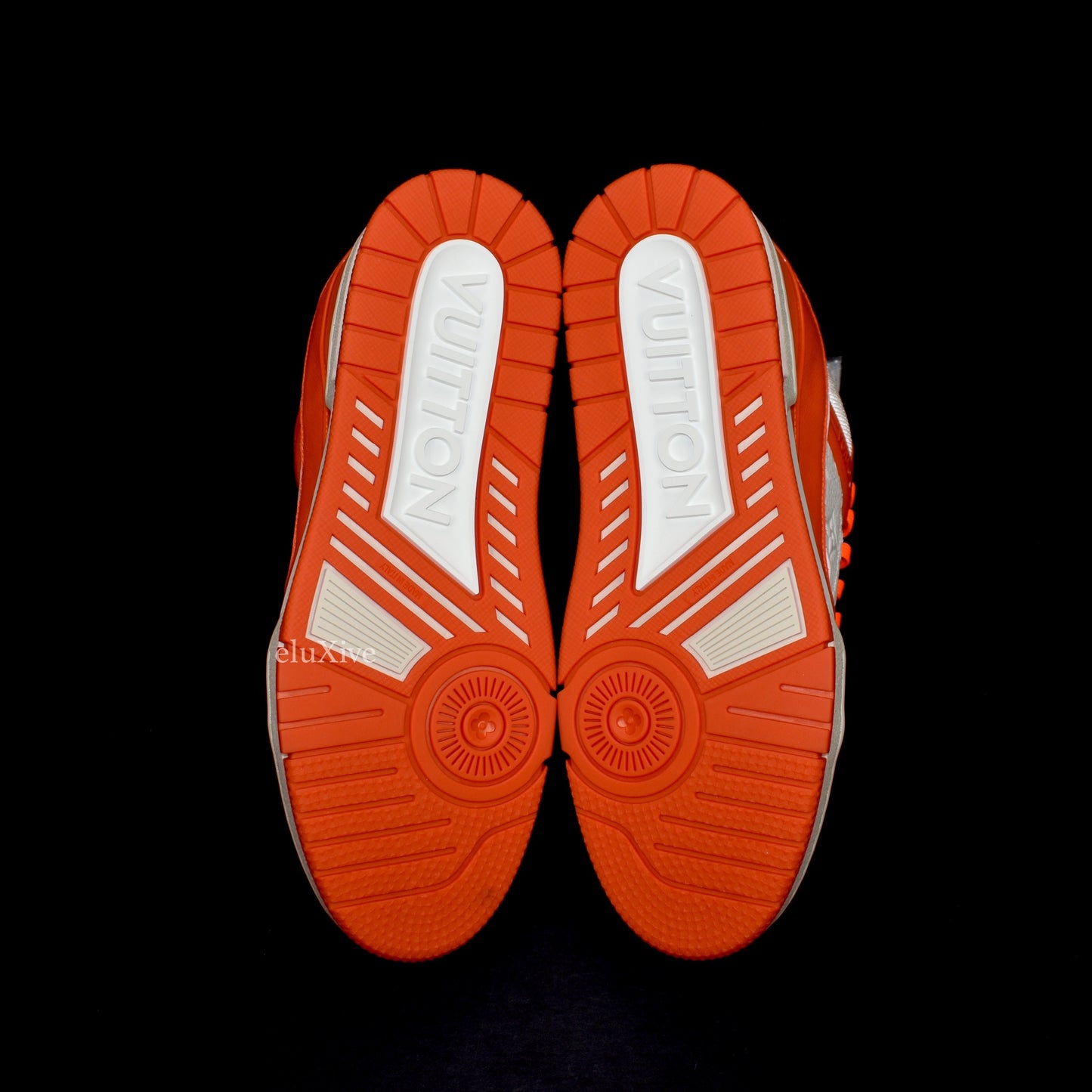 Louis Vuitton - White/Orange Leather Trainer Sneakers