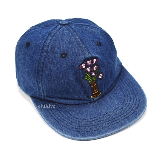 Supreme - Denim Flowers Logo Hat