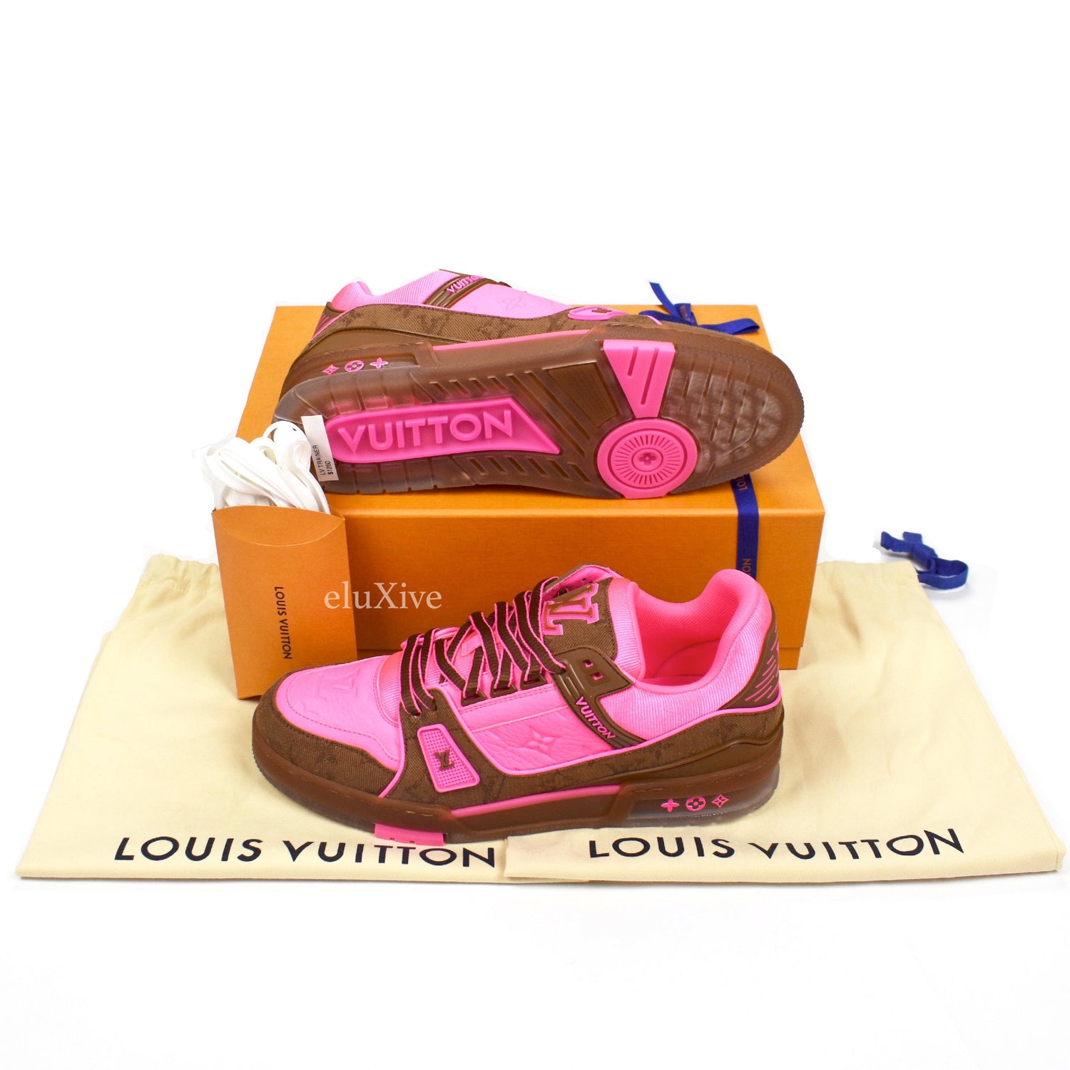 Lv trainer leather low trainers Louis Vuitton Pink size 42 EU in Leather -  26144954