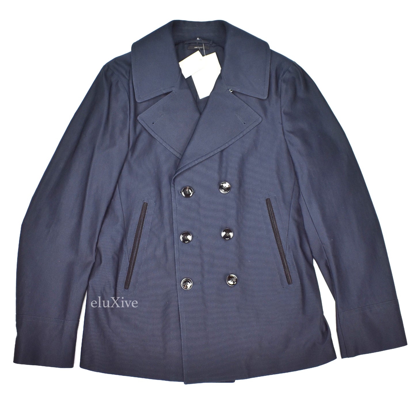 Tom Ford - Navy Ribbed Lightweight Peacoat