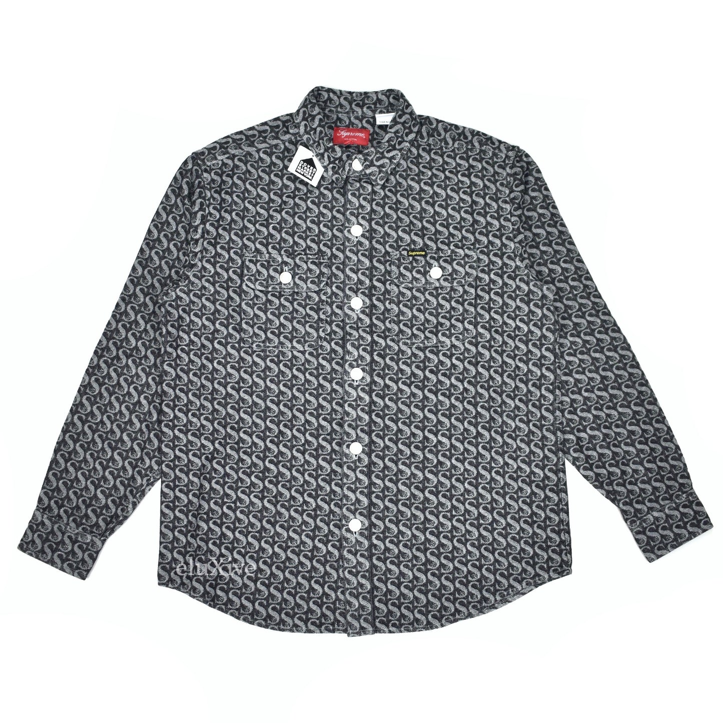 Supreme - Monogram Denim Button Down Shirt (Black)