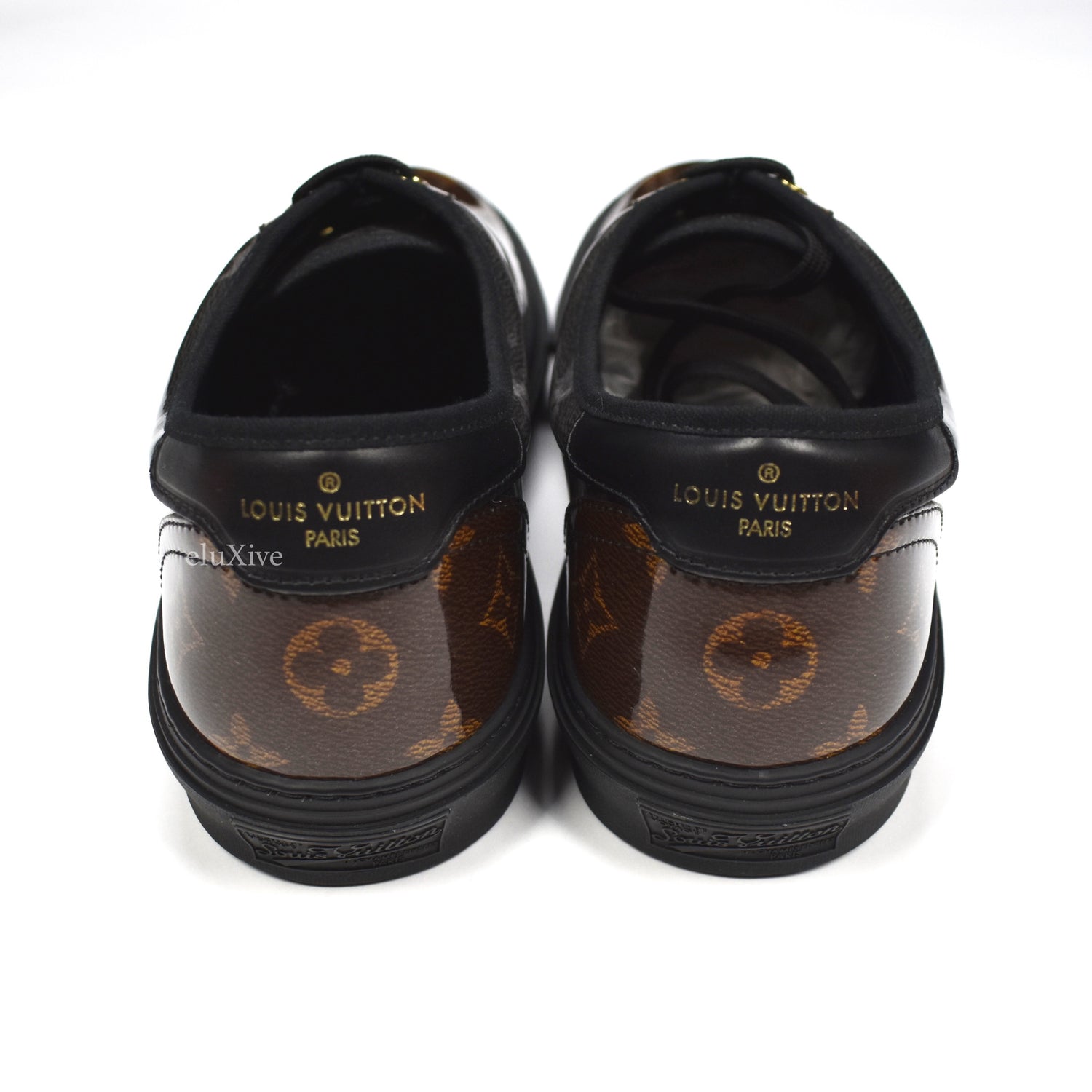 LOUIS VUITTON Monogram Eclipse Glazed Trocadero Richelieu Sneakers