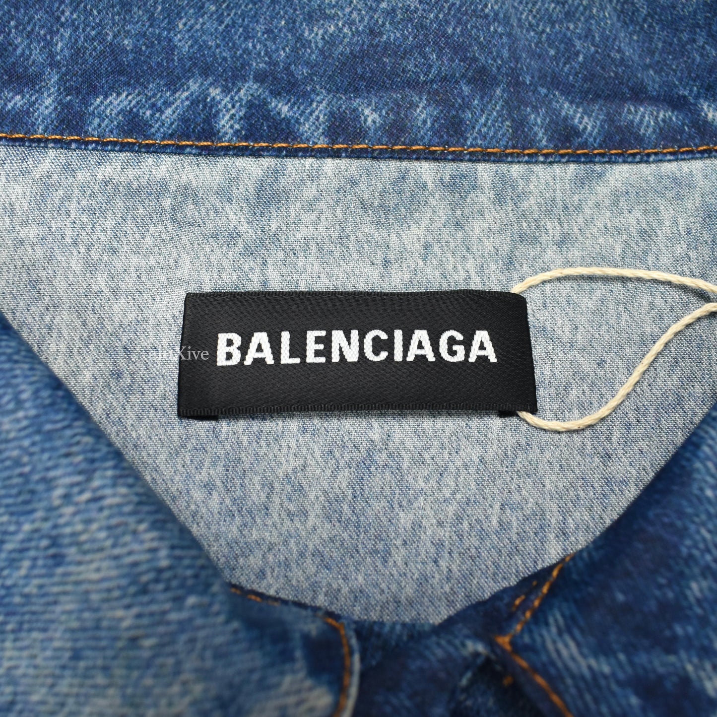 Balenciaga - Denim Effect Print Viscose Trucker Jacket