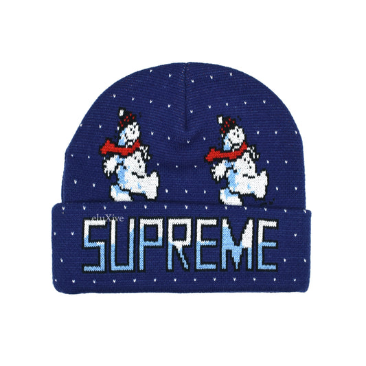 Supreme - Snowman Logo Knit Beanie (Navy)