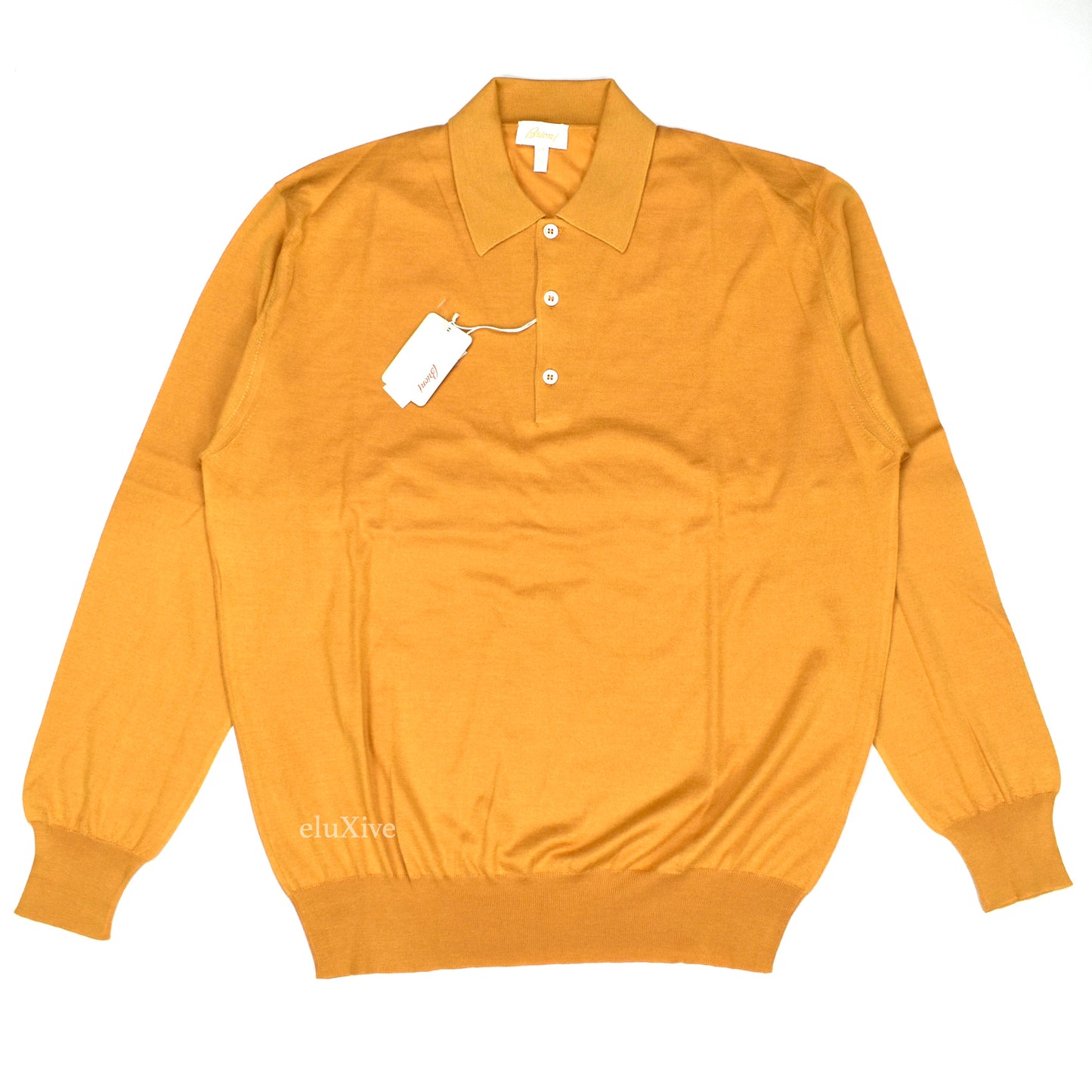 Brioni - Mustard Yellow Cashmere/Silk Polo Sweater