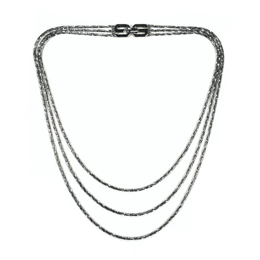 Givenchy - 1977 Runway Silver Triple Strand Chain Necklace
