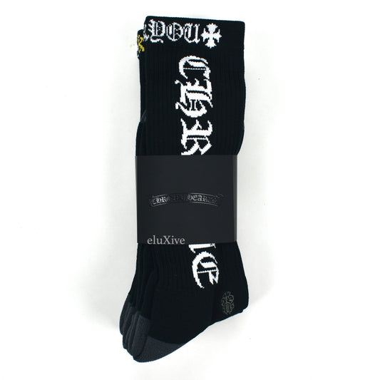 Chrome Hearts - Black Logo Knit Socks (3-Pack)