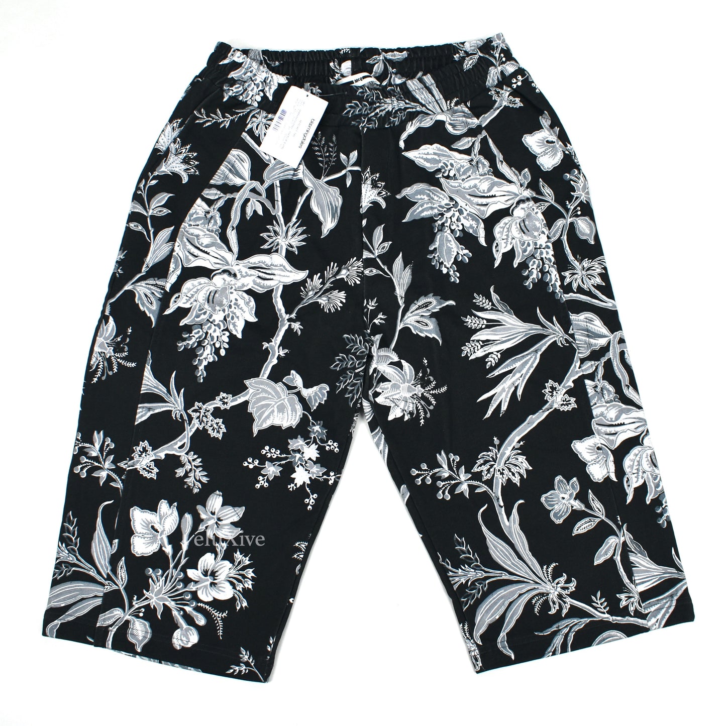 Alexander McQueen - Black Floral Print Oversized Jogger Shorts