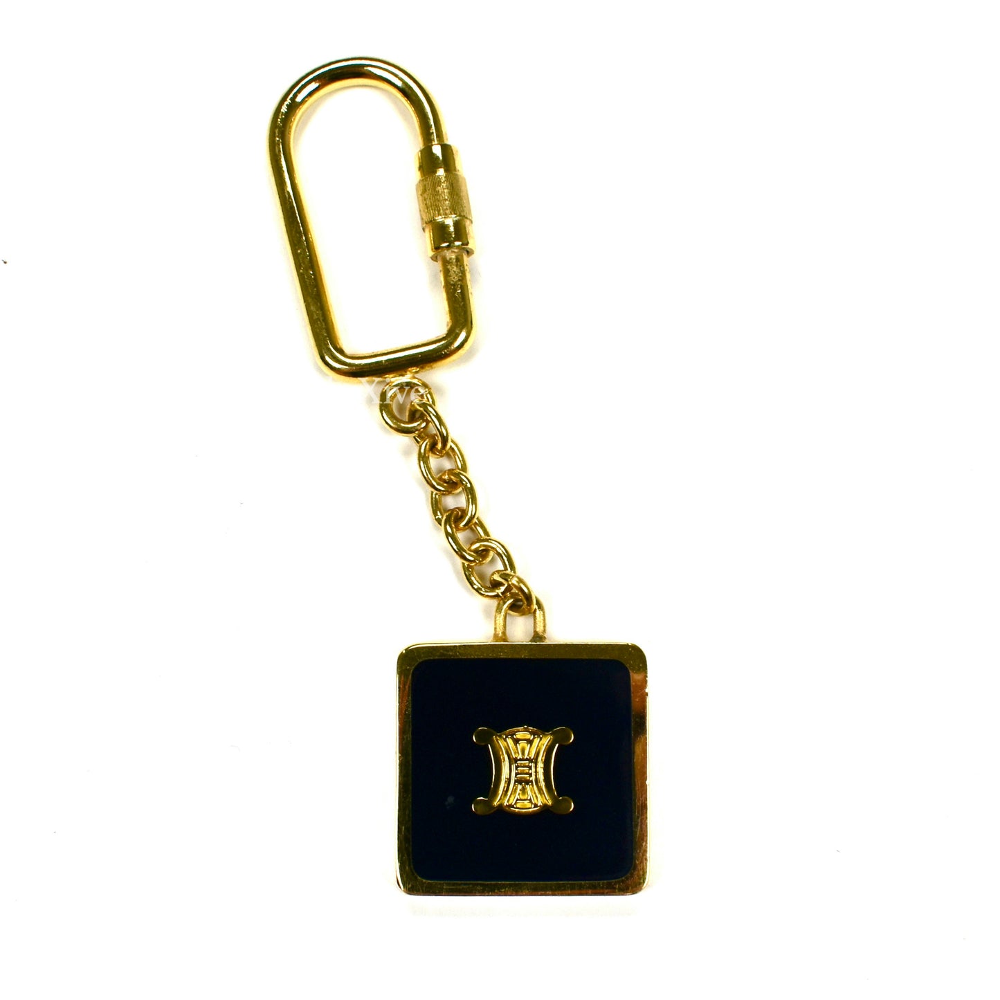 Celine - Black & Gold Macadam Logo Keychain