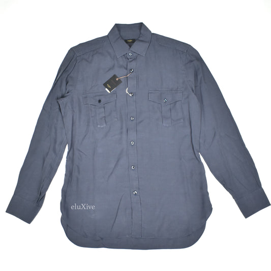 Barba - Dark Gray Lyocell Button Down Shirt