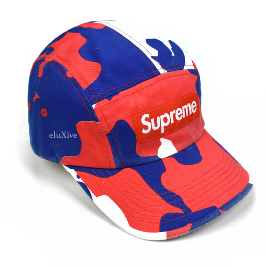 Supreme - Washed Twill Camo Box Logo Hat (Red White Blue)