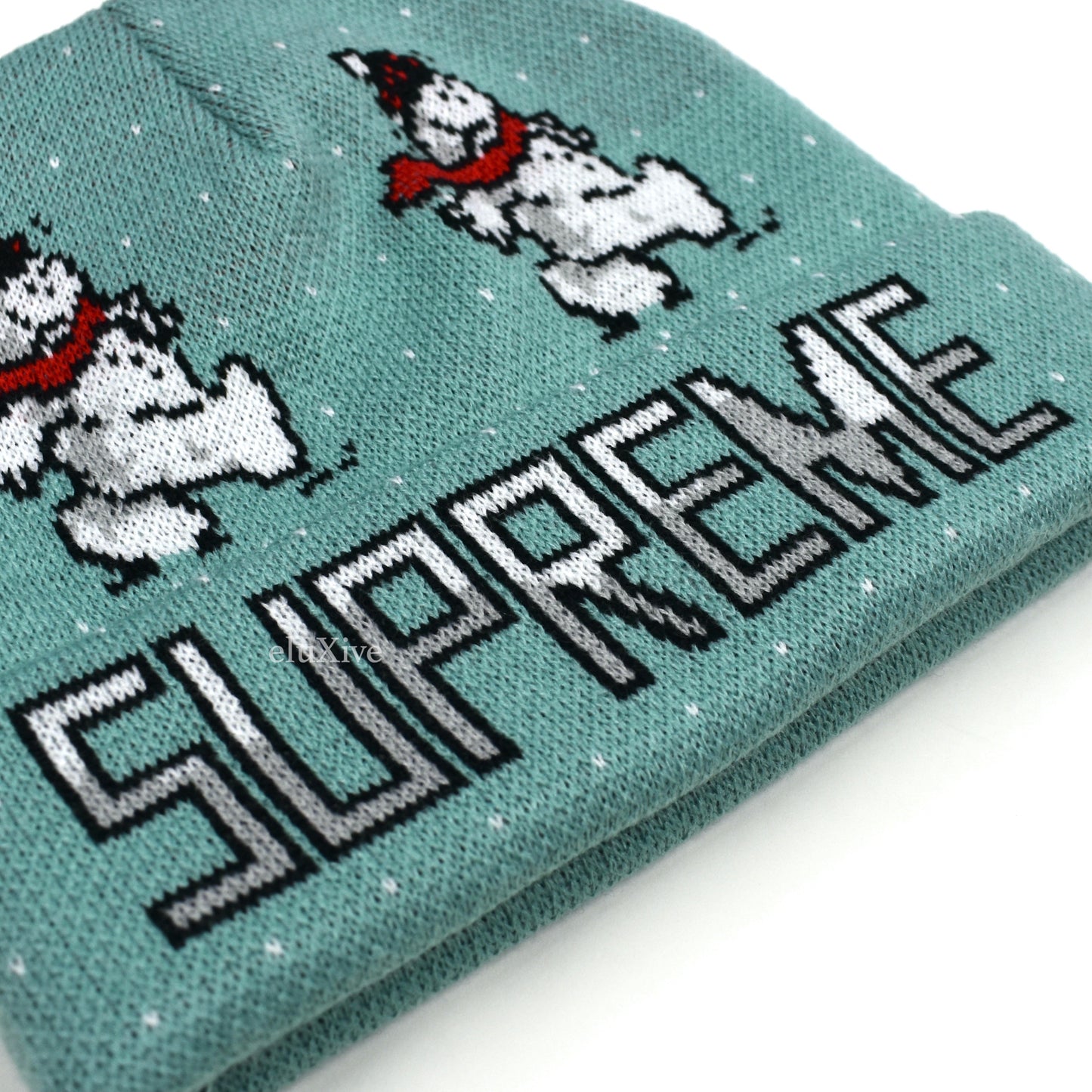 Supreme - Snowman Logo Knit Beanie (Mint Blue)