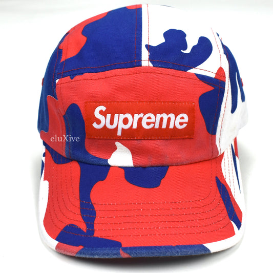 Supreme - Washed Twill Camo Box Logo Hat (Red White Blue)