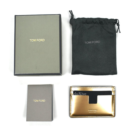 Tom Ford - Metallic Gold Leather Card Holder