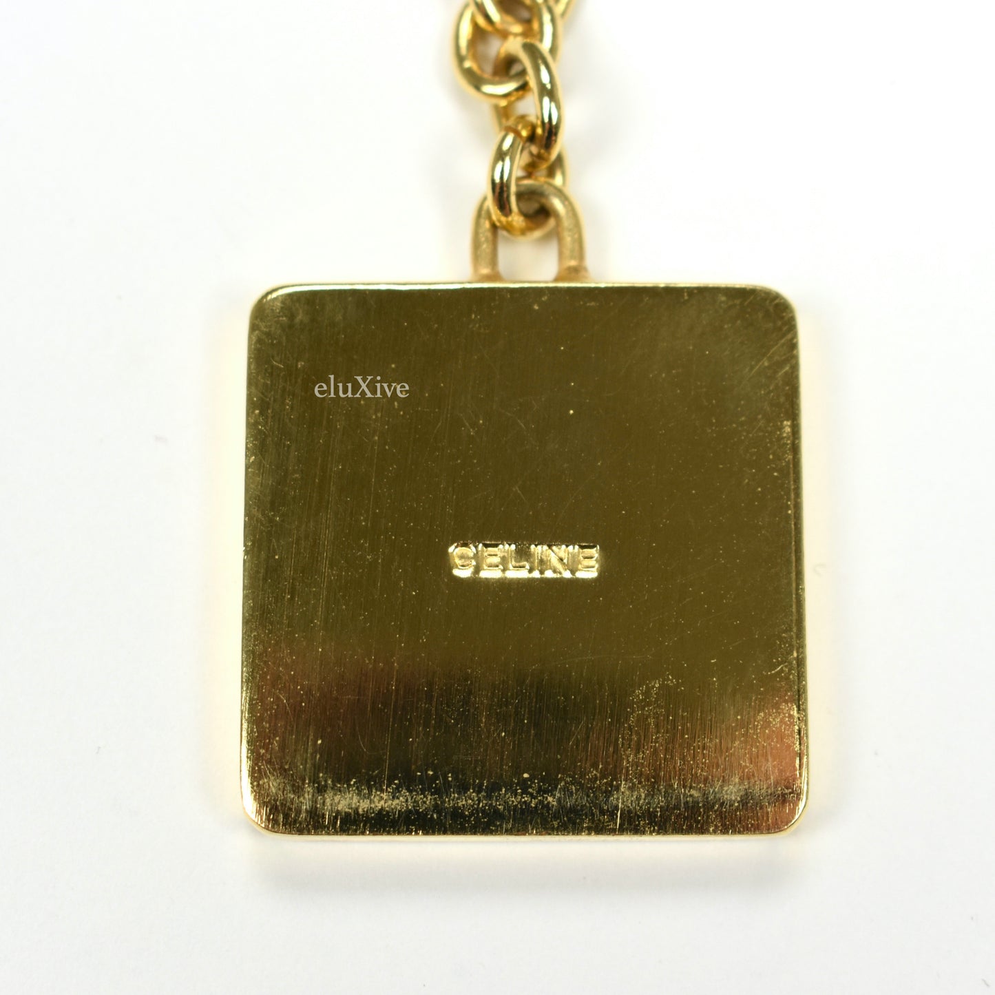 Celine - Black & Gold Macadam Logo Keychain