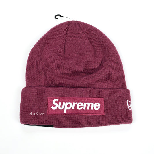 Supreme x New Era - Plum Box Logo Beanie