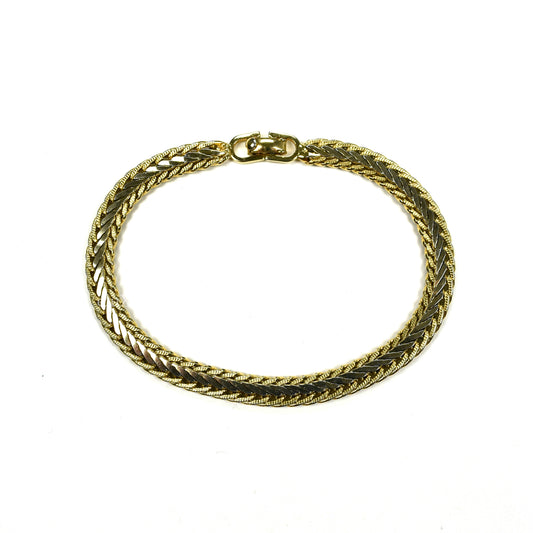 Dior - 7.25" Gold Herringbone Chain Bracelet