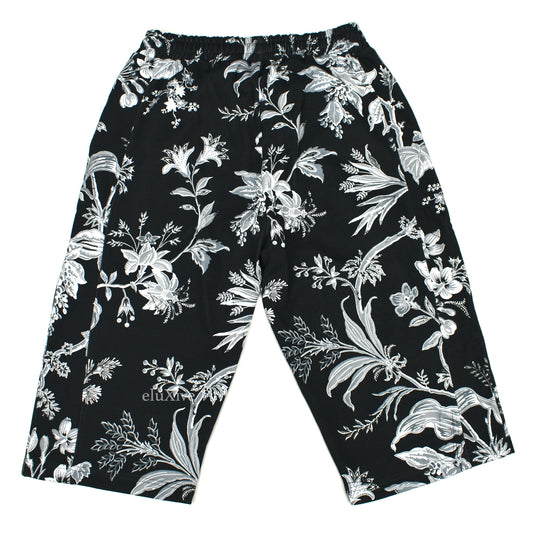 Alexander McQueen - Black Floral Print Oversized Jogger Shorts