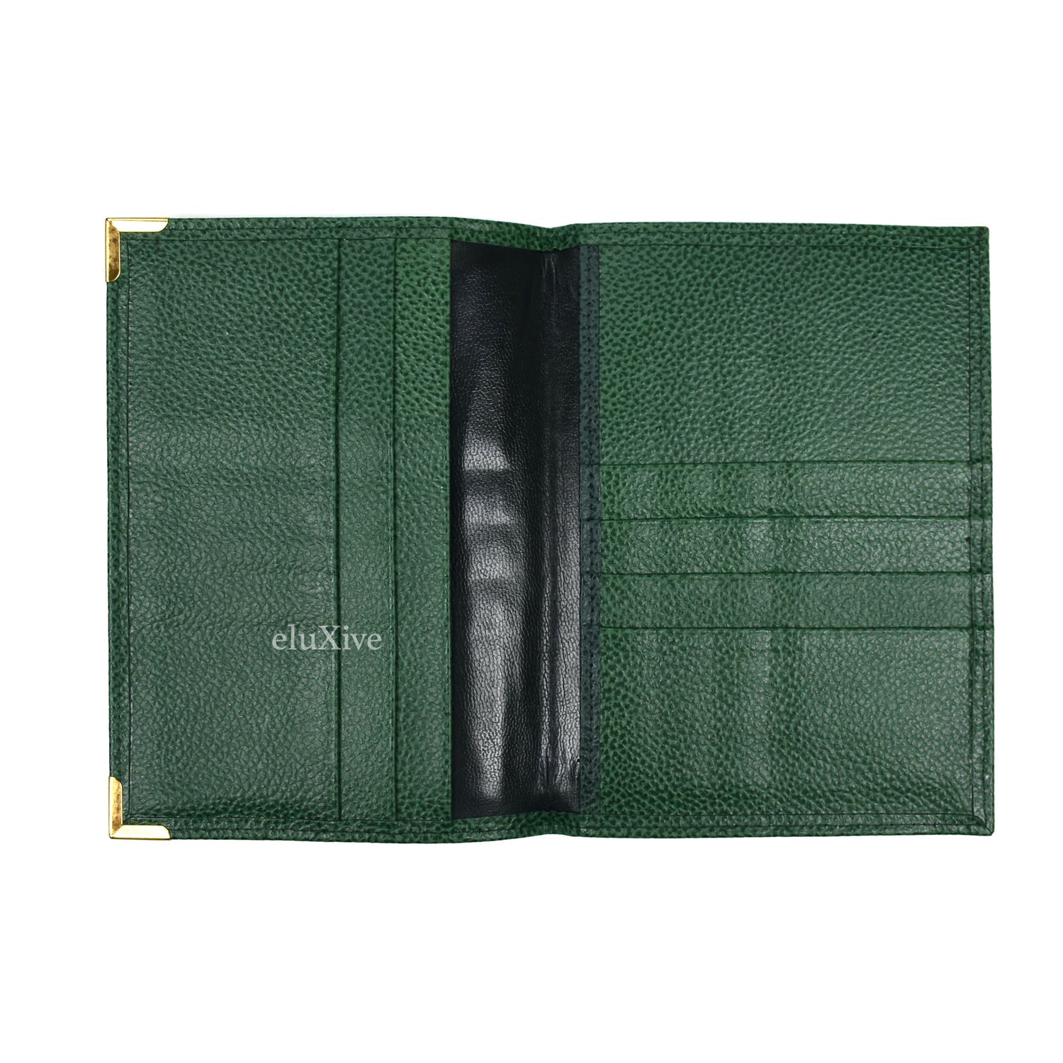 Rolex - Dark Green Leather Bifold Wallet with Gold Crown Logo – eluXive