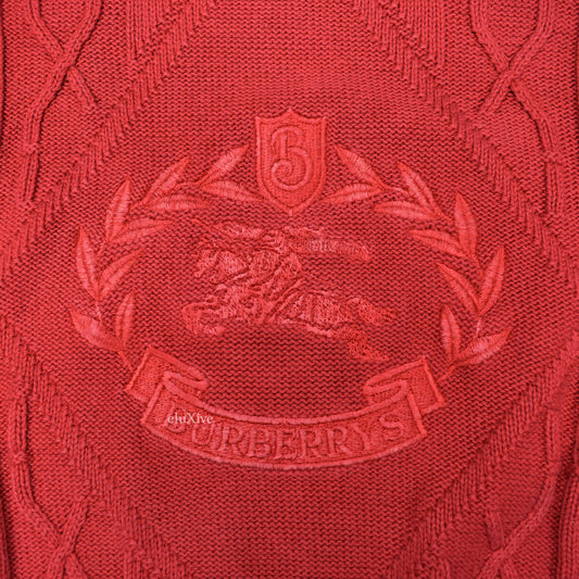 Burberry - Red Vintage Crest Logo Sweater