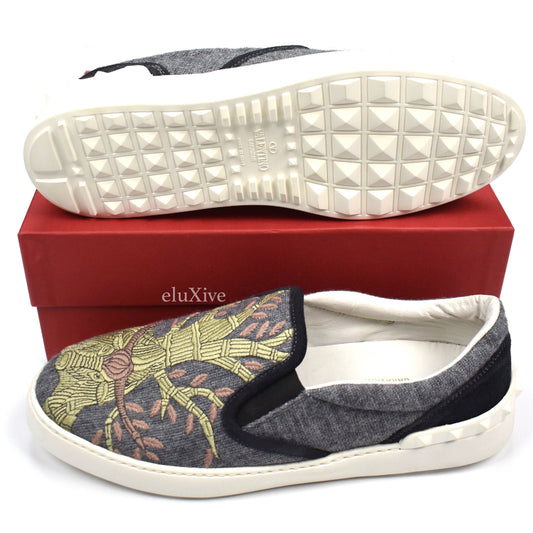 Valentino - Embroidered Tapestry Skate Sneakers