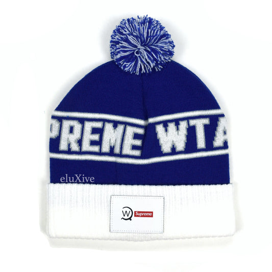 Supreme x WTAPS - Logo Knit Beanie (Blue)