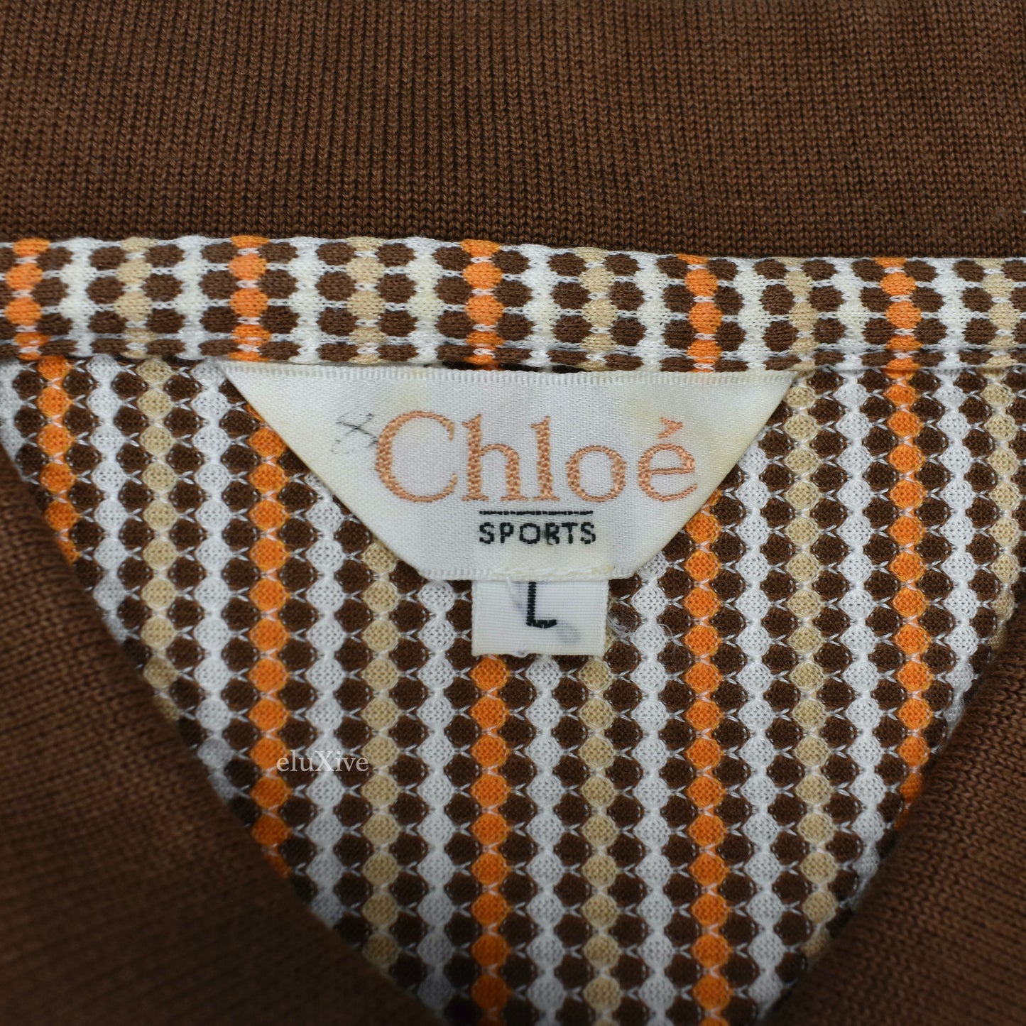 Chloe - Vintage 80s Sports Logo Patch Polo Shirt