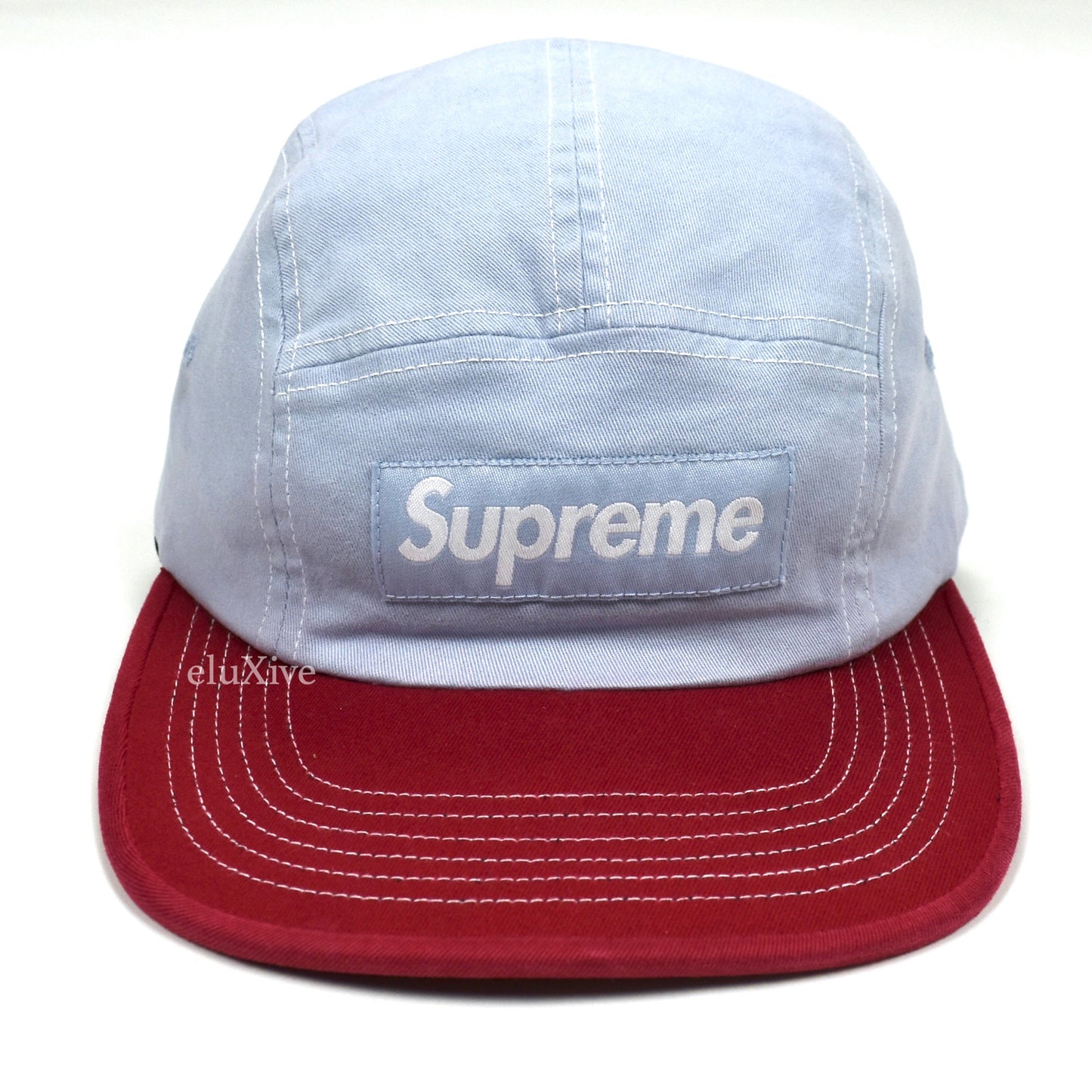 Supreme - 2 Tone Box Logo Hat (Light Blue/Red)