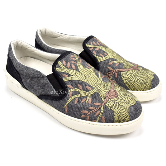 Valentino - Embroidered Tapestry Skate Sneakers