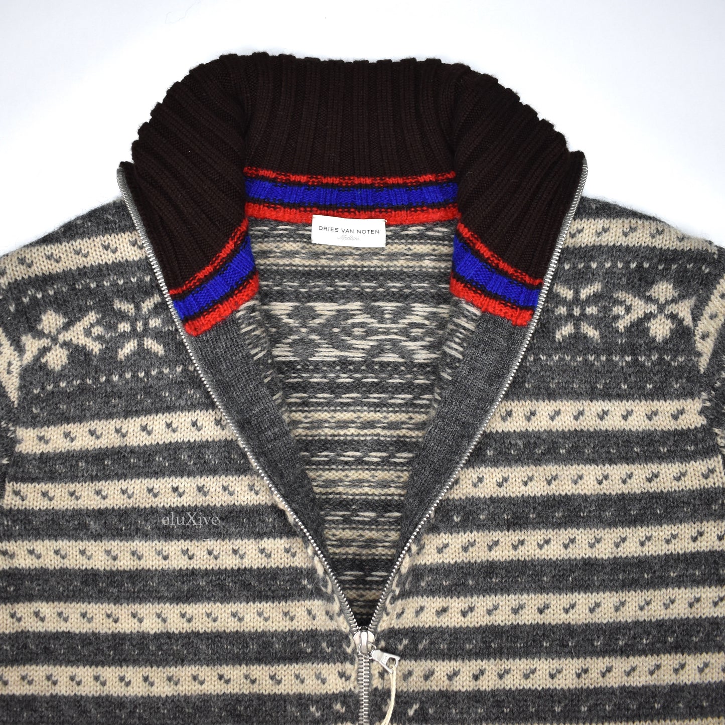Dries Van Noten - Fair Isle Knit Zip-Up Sweater