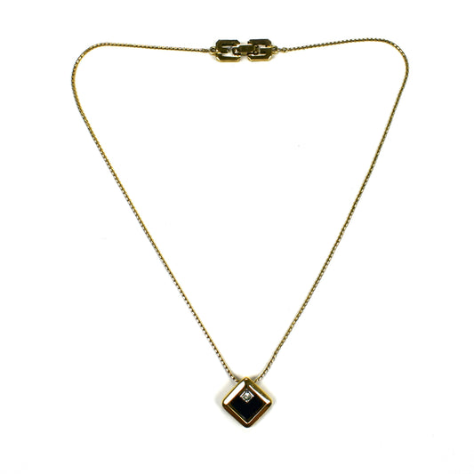 Givenchy - 1979 Runway Gold Square Pendant Chain Necklace