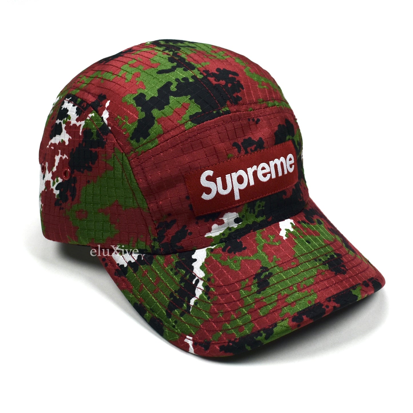 Supreme - Red Camo Ripstop Military Box Logo Hat