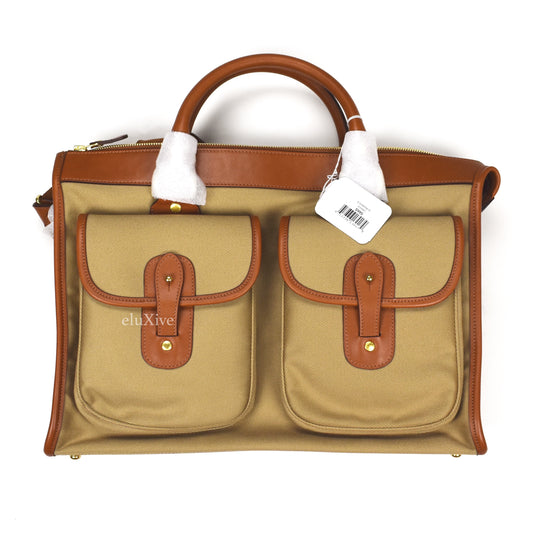 Ghurka - Leather & Canvas Examiner No. 5 Bag (Khaki/Chestnut)