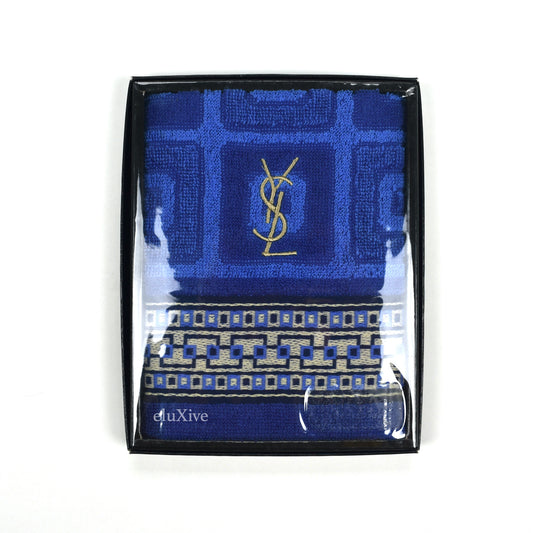 Yves Saint Laurent - Blue Logo Geometric Pattern Hand Towel (Medium)
