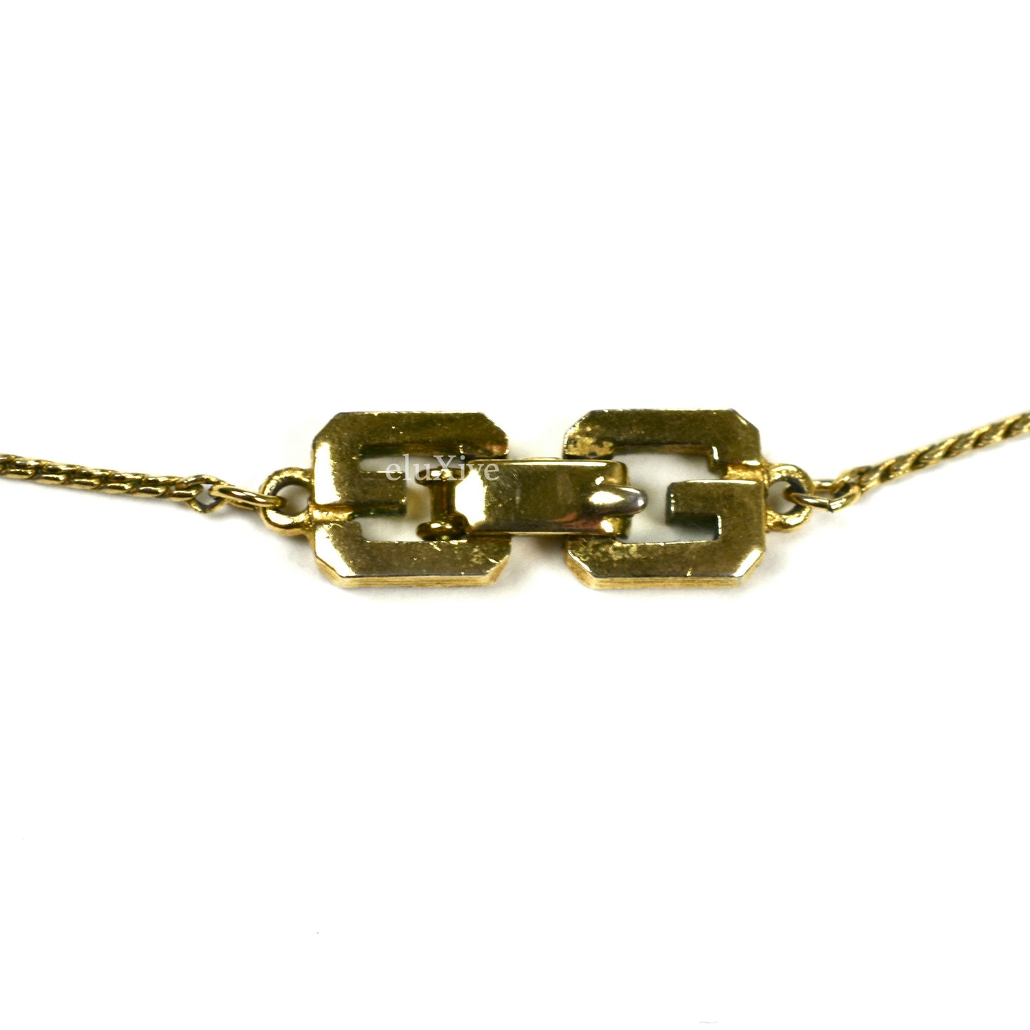 Givenchy - 1979 Runway Gold Square Pendant Chain Necklace