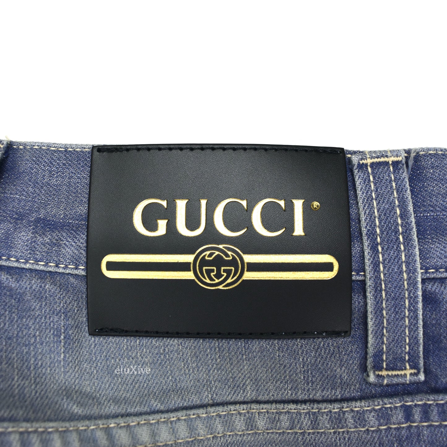 Gucci - 'Orgasmique' Patch Logo Flared Denim Jeans