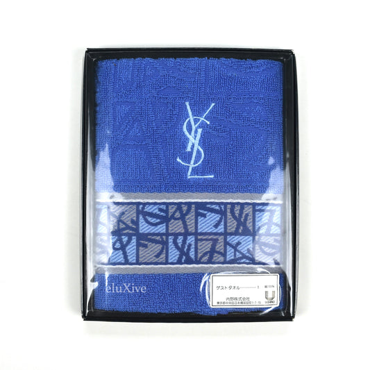 Yves Saint Laurent - Blue Logo Square Pattern Hand Towel (Medium)